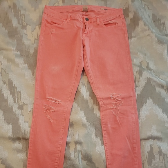 Hot Pink/Coral Skinny Jeans - Picture 2 of 5